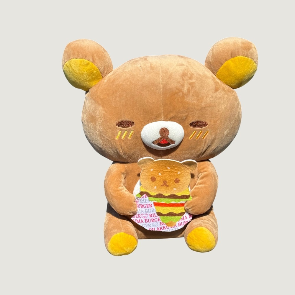 San-X Plush Toy Unisex Large Brown Rilakkuma Burger Theme Soft Stuffed Animal